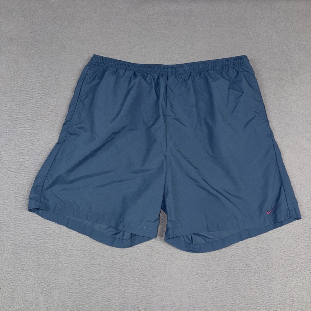 Nike Swim Trunks Mens XL Blue Lightweight Pull On Stretch Drawstring Dri Fit VTG